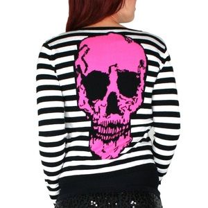 NWOT Too Fast Striped Skull Cardigan!